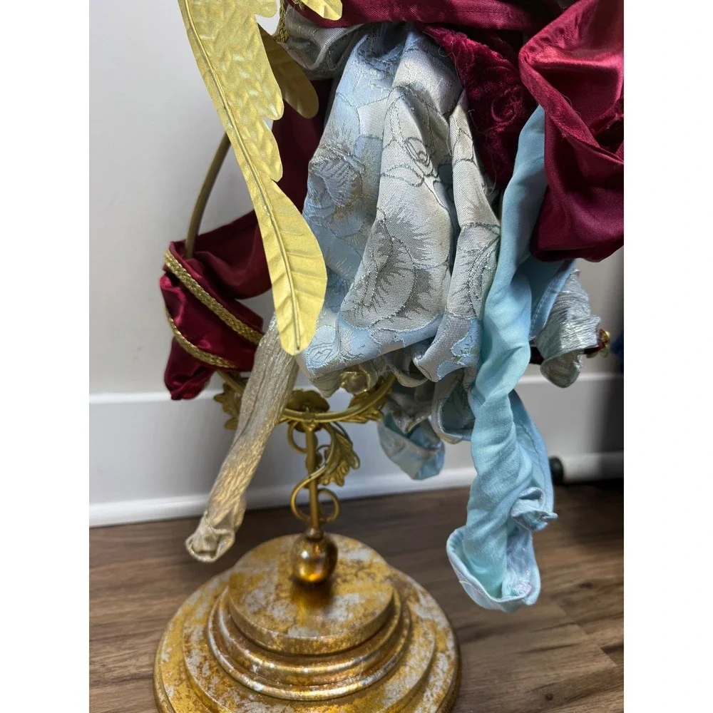Mark Roberts Angel Candle Holders 2 Large 26in Gold Burgundy Jeweled 2023 Collec